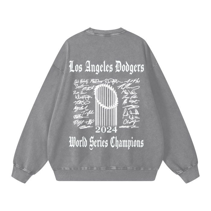 World Series Champions Crew Neck 2024 Los Angeles Dodgers Acid Wash Oversize Sweatshirt - 360 GSM