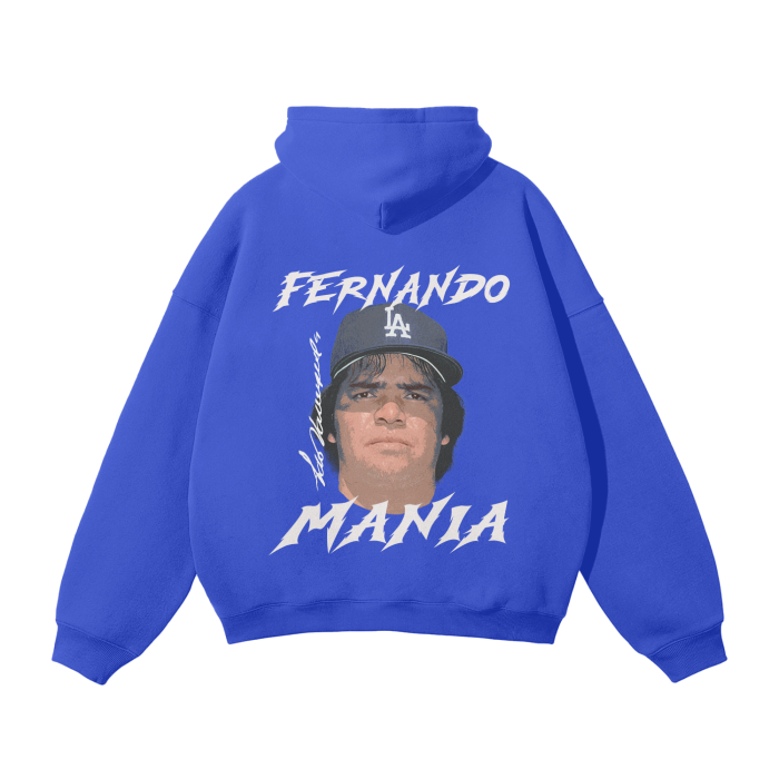 Fernando "mania" Valenzuela 34EVER   Streetwear Unisex Oversized Solid Color Fleece Hoodie