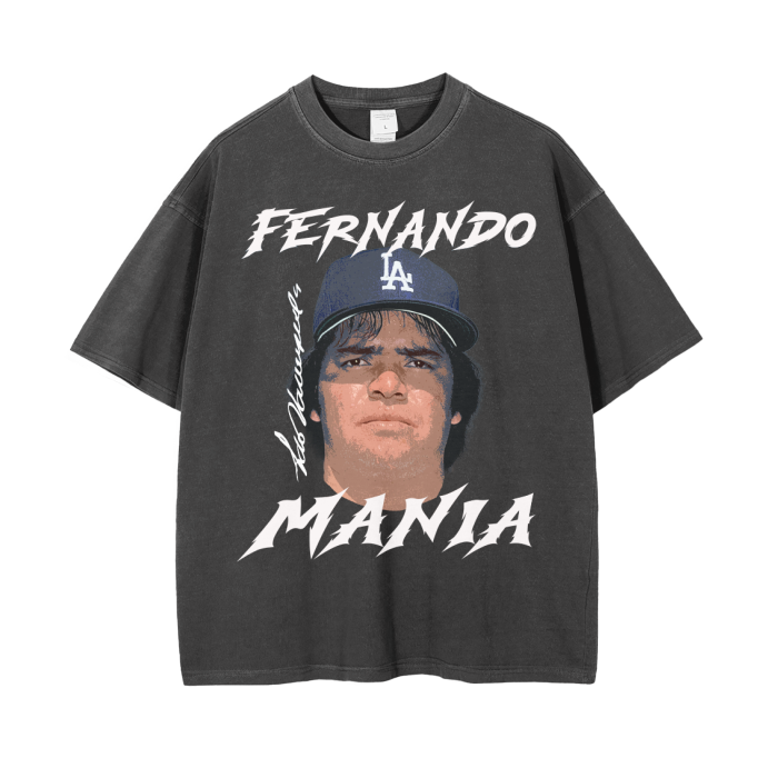 Fernando "Mania" Valenzuela Vintage Wash Drop Shoulder T-Shirt - 250 GSM