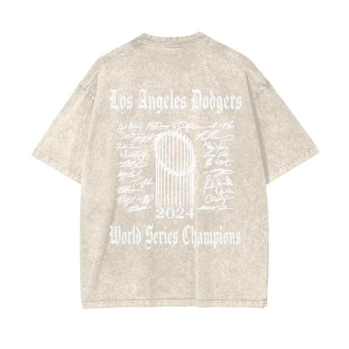 World Series Champions  2024 Los Angeles Dodgers Wash Oversize T-Shirt - 250 GSM