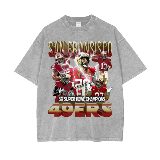 San Fransisco 49ers Acid Wash Oversize T-Shirt - 250 GSM