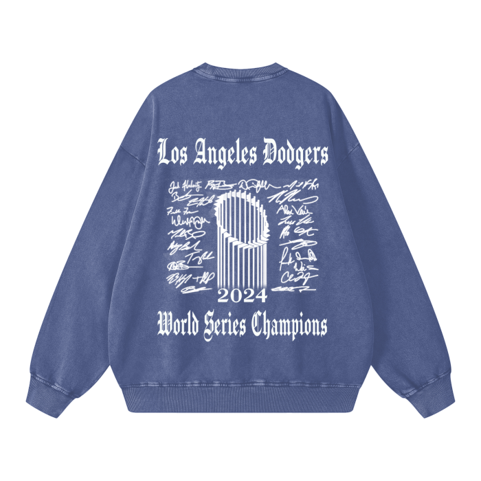 World Series Champions Crew Neck 2024 Los Angeles Dodgers Acid Wash Oversize Sweatshirt - 360 GSM