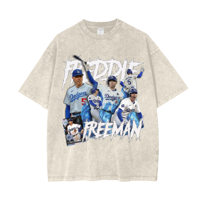 Freddie Freeman "MVP" Acid Wash Oversize T-Shirt - 250 GSM