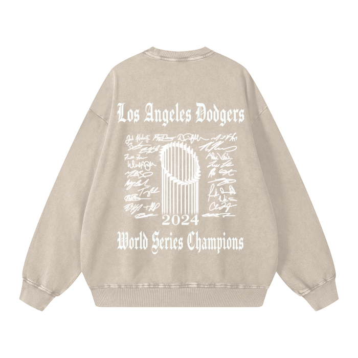 World Series Champions Crew Neck 2024 Los Angeles Dodgers Acid Wash Oversize Sweatshirt - 360 GSM