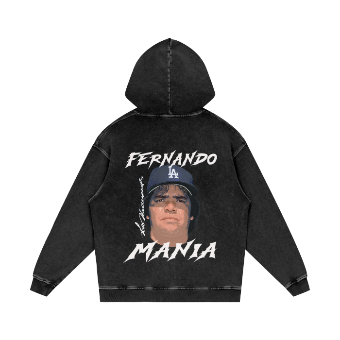 Fernando "Mania" Valenzuela 34EVER  Acid Wash Oversize Hoodie - 420 GSM