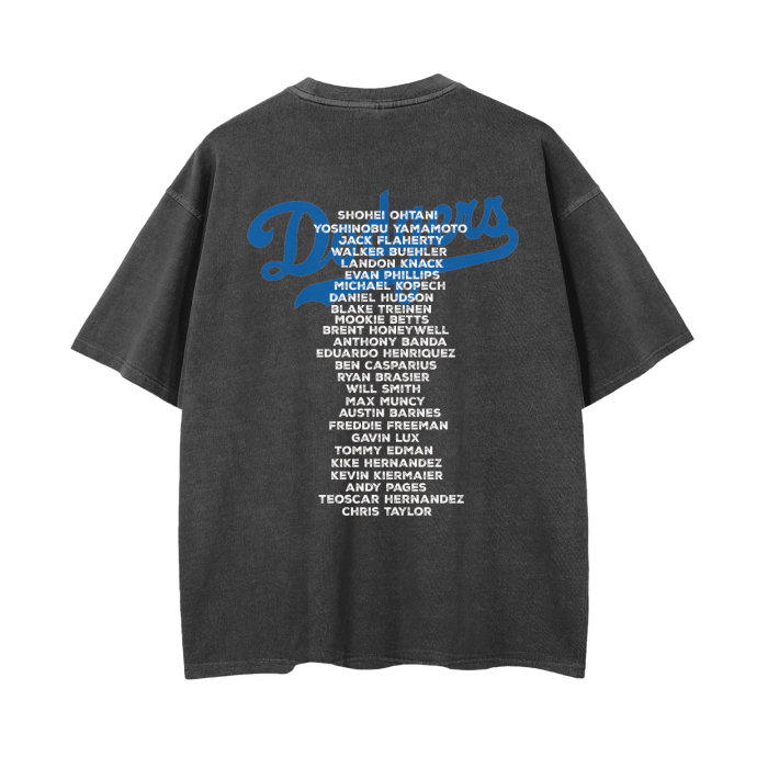 Dodgers 2024 NLCS Champions Vintage Wash Drop Shoulder T-Shirt - 250 GSM