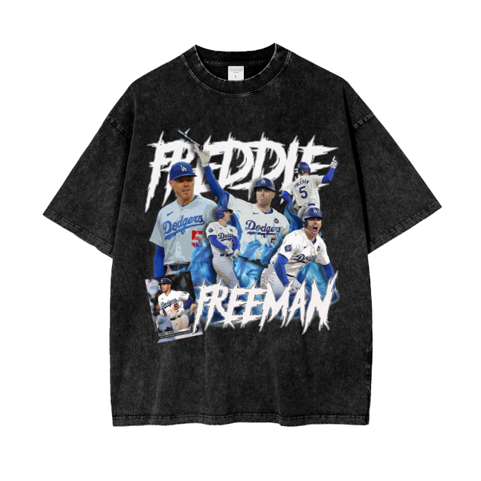 Freddie Freeman "MVP" Acid Wash Oversize T-Shirt - 250 GSM