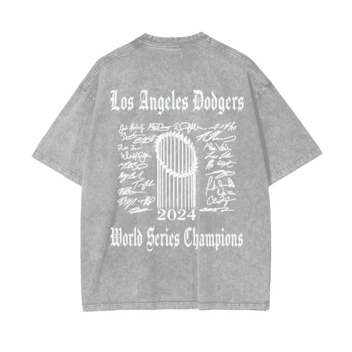 World Series Champions  2024 Los Angeles Dodgers Wash Oversize T-Shirt - 250 GSM