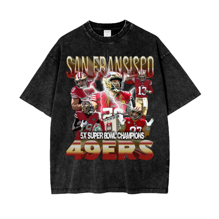 San Fransisco 49ers Acid Wash Oversize T-Shirt - 250 GSM