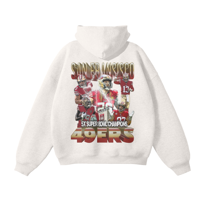 San Fransisco 49ers Streetwear Unisex Oversized Solid Color Fleece Hoodie