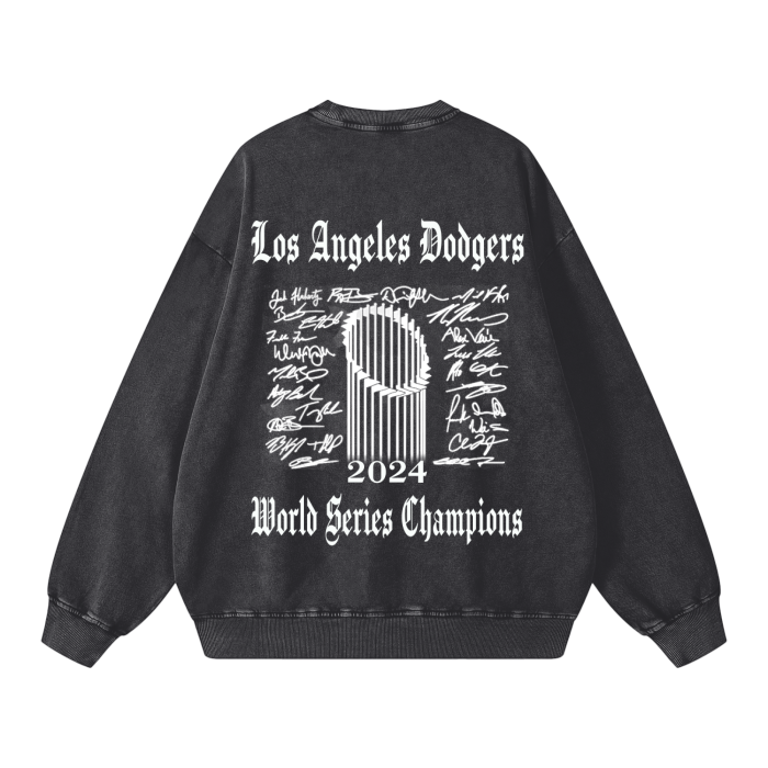 World Series Champions Crew Neck 2024 Los Angeles Dodgers Acid Wash Oversize Sweatshirt - 360 GSM