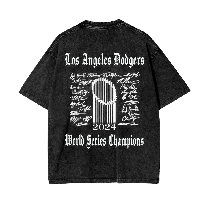 World Series Champions  2024 Los Angeles Dodgers Wash Oversize T-Shirt - 250 GSM