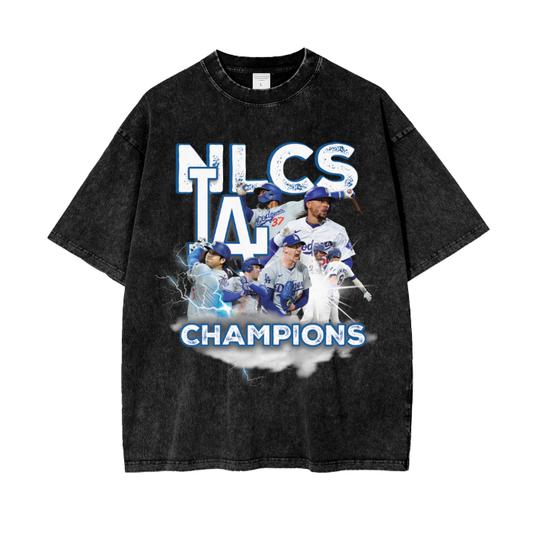 Dodgers NLCS Champions Acid Wash Oversize T-Shirt - 250 GSM