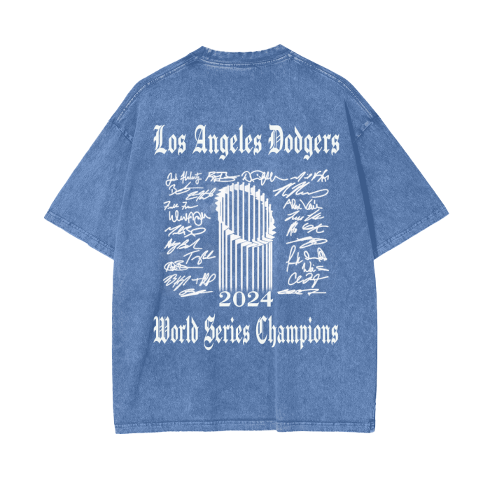 World Series Champions  2024 Los Angeles Dodgers Wash Oversize T-Shirt - 250 GSM